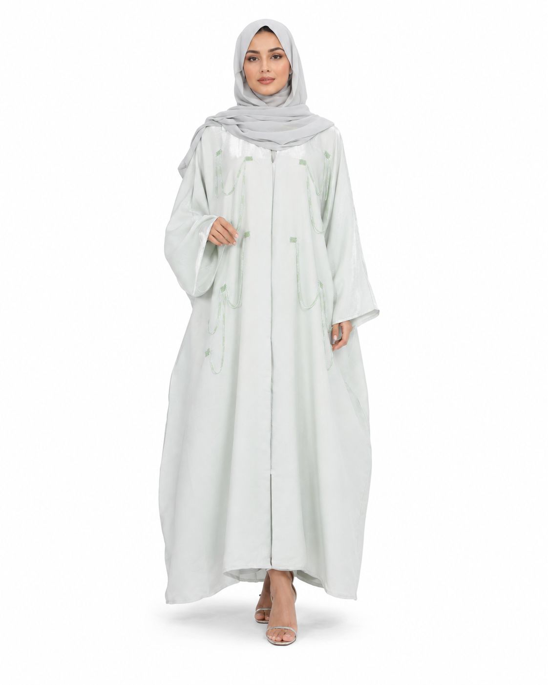 Mint Sage Embroidered Kaftaan Abaya